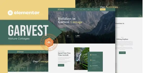 Garvest – Nature Cottages Elementor Template Kit
